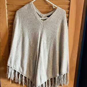 Banana Republic Light Gray Fringe Poncho